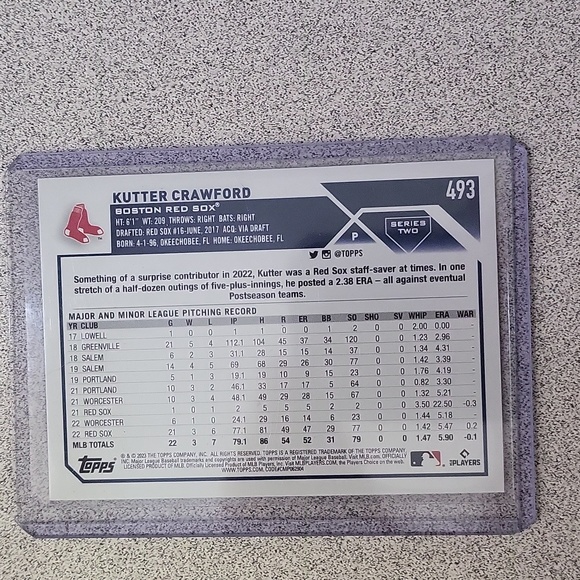 2023 Topps Kutter Crawford Silver Parallel - Picture 2 of 2